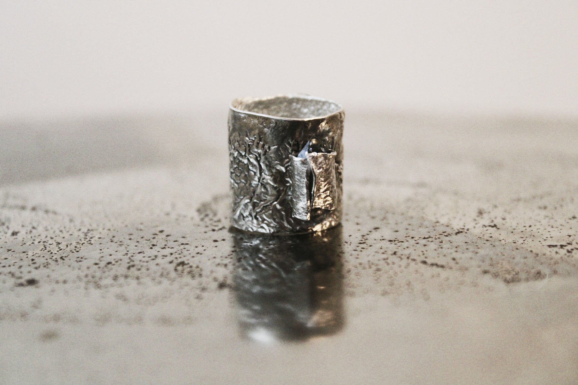 HERKIMER DIAMOND RETICULATION RING