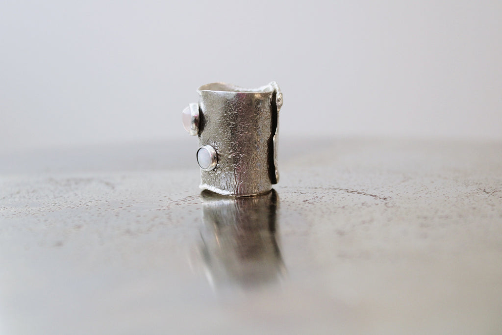 OPAL ROSE QUARTZ RETICULATION RING