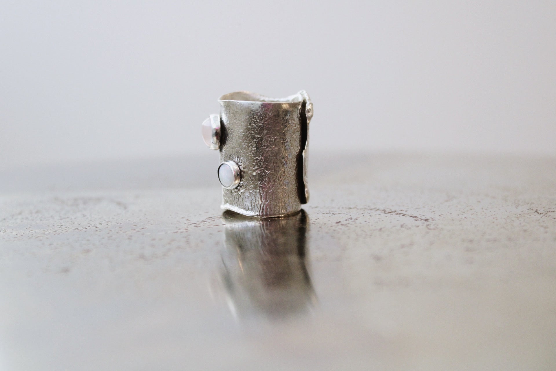 OPAL ROSE QUARTZ RETICULATION RING