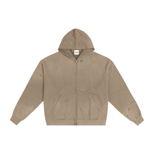 Acid Wash Khaki Logo Zip-up