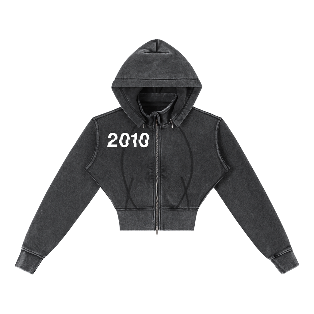 Vintage Washed Cropped Fleece Hoodie